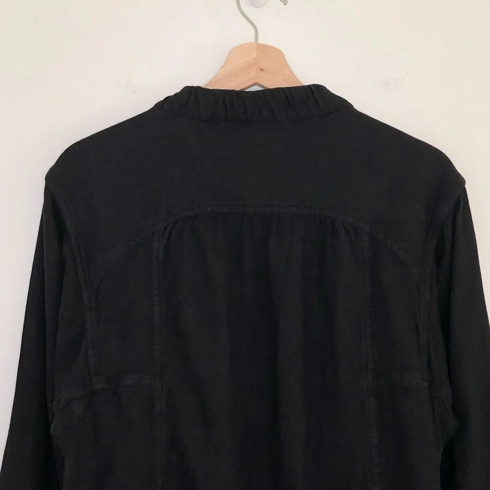 Isabel Marant Etoile Linen Blend Utility Jacket Zip Front Belted Black 6 Medium - Picture 7 of 13